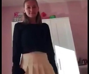 Teen in skirt teases and..